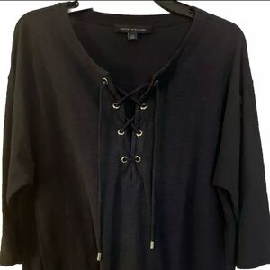 TOMMY HILFIGER Lace up 3/4 Sleeve Pullover Blue Knit Tunic